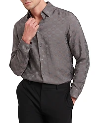 Ted Baker Farax Textured Geometric Jacquard Button Down Shirt