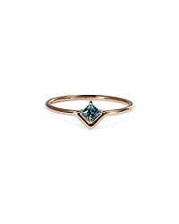 Wwake 14K Yellow Gold Teal Sapphire Solitaire Ring