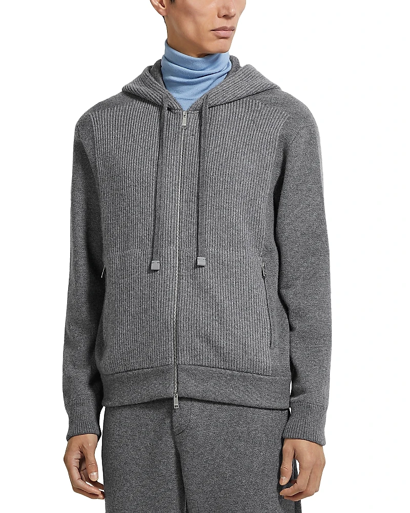 Zegna Melange Oasi Cashmere Full Zip Hoodie