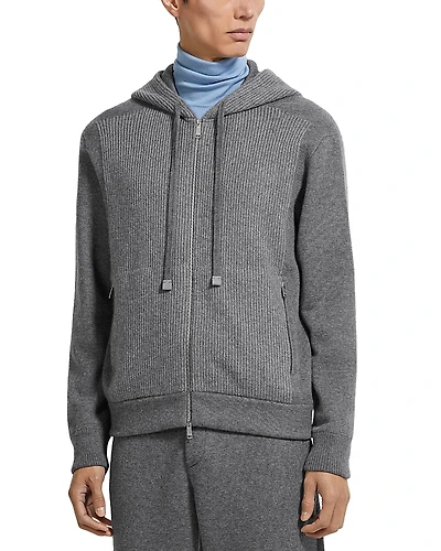 Zegna Melange Oasi Cashmere Full Zip Hoodie