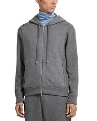 Zegna Melange Oasi Cashmere Full Zip Hoodie