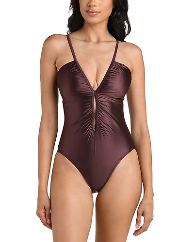 La Blanca Earth Goddess V Neck One Piece Swimsuit