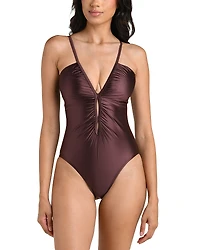 La Blanca Earth Goddess V Neck One Piece Swimsuit