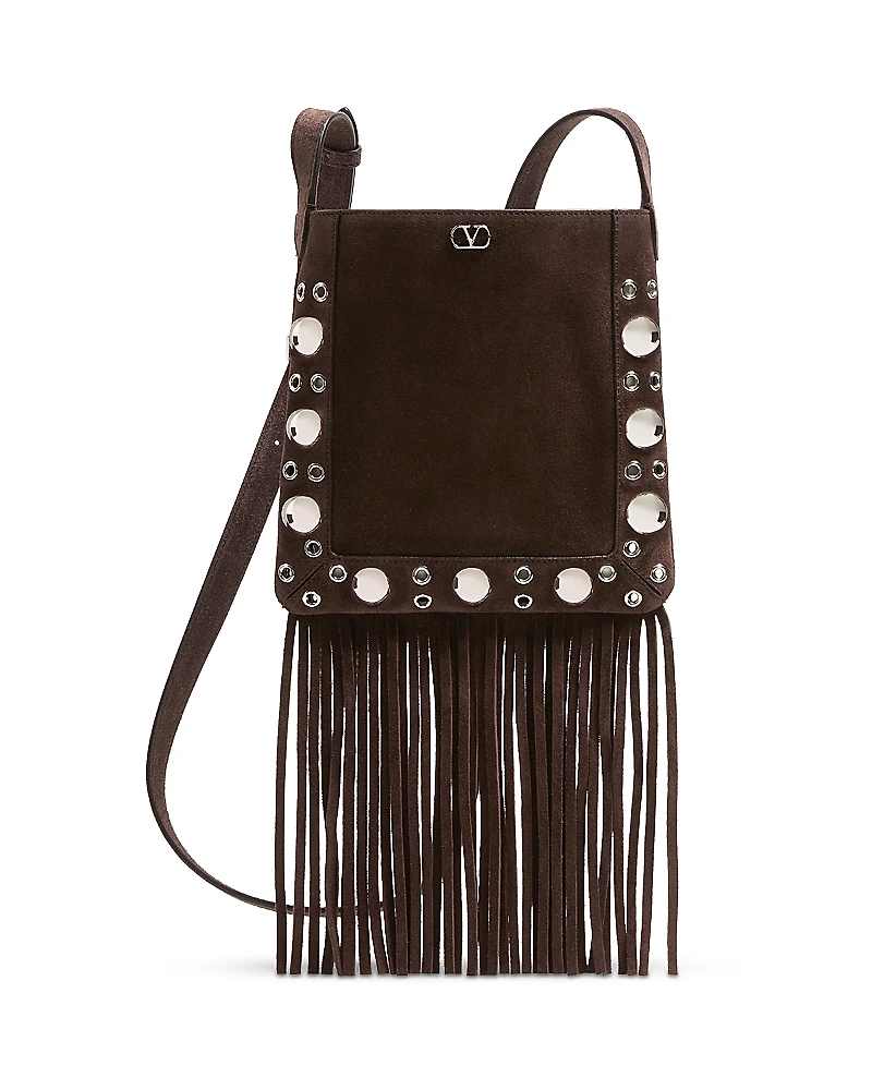 Valentino Garavani Nellcote Small VLogo Fringe Suede Crossbody Bag