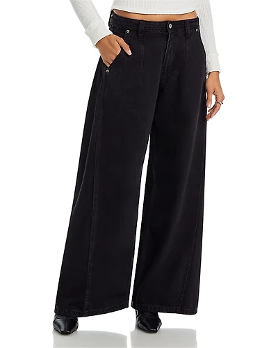 Free People Block Party Pleated Wide Leg Pants