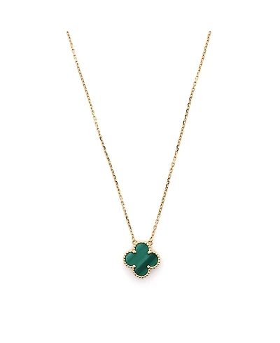 Pre-Owned Van Cleef & Arpels Vintage Alhambra Pendant Necklace 18K Gold and Malachite, 15.75 - 17.5"