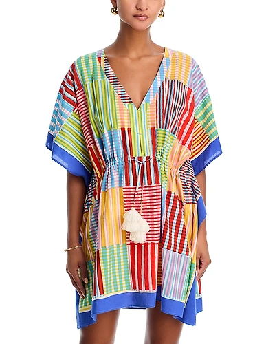 Echo Stripe Illusion Butterfly Caftan Swim Cover-Up