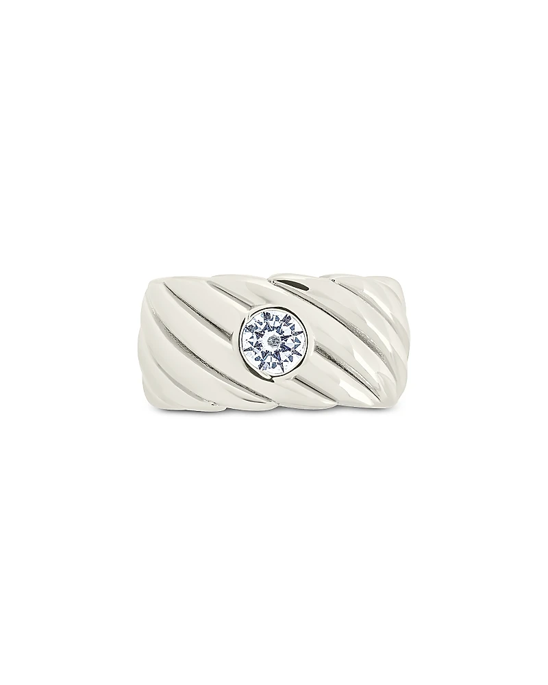 Sterling Forever Blythe Cubic Zirconia Cigar Band Ring