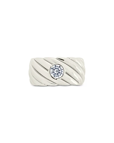 Sterling Forever Blythe Cubic Zirconia Cigar Band Ring