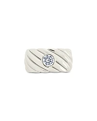 Sterling Forever Blythe Cubic Zirconia Cigar Band Ring
