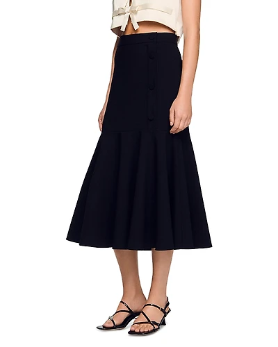 Sandro Long Ruffled Skirt