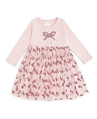 Sweet Wink Girls' Candy Cane Confetti Christmas Long Sleeve Tutu Dress - Little Kid, Big Kid