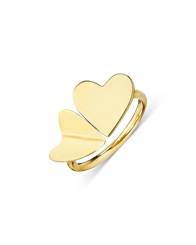 Cadar 18K Yellow Gold Endless Wings of Love Double Heart Ring