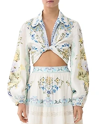 Camilla Linen Cropped Tie Shirt