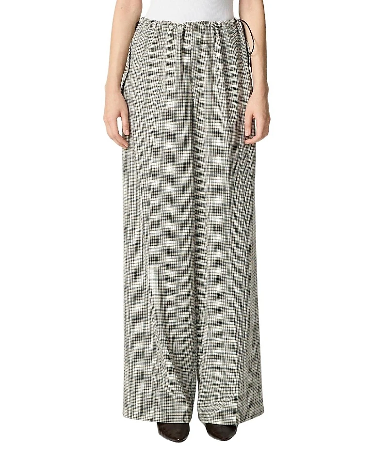 Nocturne Plaid Wide-Leg Drawstring Pants