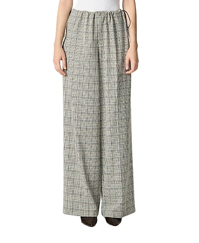 Nocturne Plaid Wide-Leg Drawstring Pants