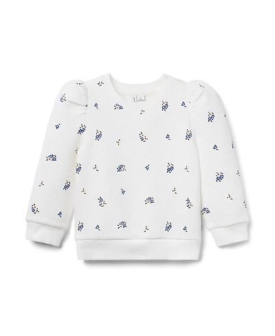 Janie and Jack Girls' Floral Quilted Sweatshirt - Baby, Little Kid, Big Kid