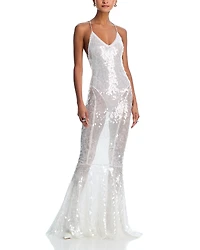 Norma Kamali Low Back Fara Slip Fishtail Gown