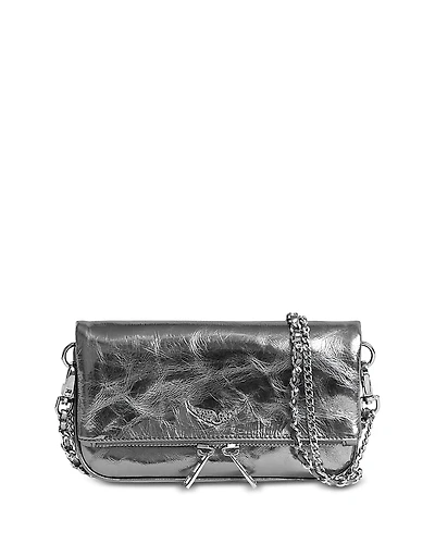 Zadig & Voltaire Rock Nano Vintage Effect Metallic Leather Clutch
