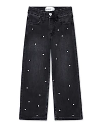 abercrombie kids Girls' High Rise Wide Leg Embellished Jeans - Little Kid, Big Kid