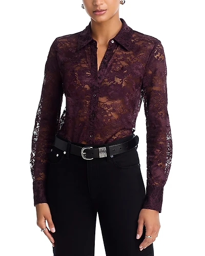 L'Agence Maia Lace Button Down Blouse