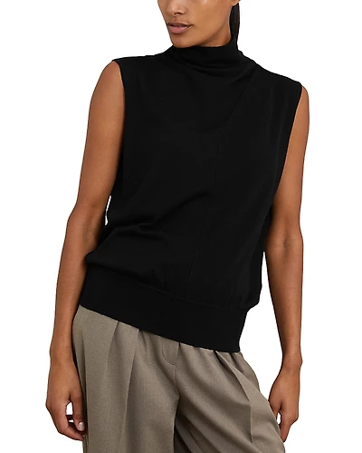 Reiss Harper Slouch Neck Sleeveless Wool Top