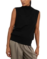 Reiss Harper Slouch Neck Sleeveless Wool Top