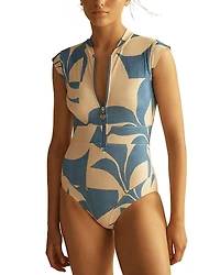 Aur OceA Ipanema Panelled Cap Sleeve One Piece