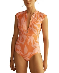 Aur OceA Brasile Panelled Cap Sleeve One Piece