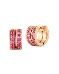 Walters Faith Pink Sapphire Double Row Huggie Hoop Earrings