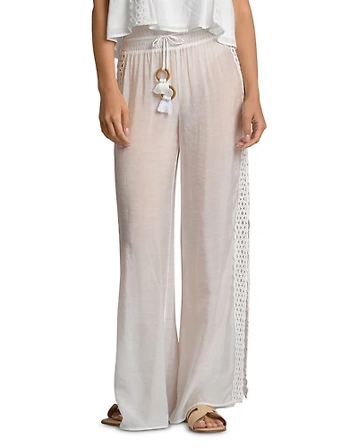 Elan Lace Inset Wide Leg Swim Cover-Up Pants