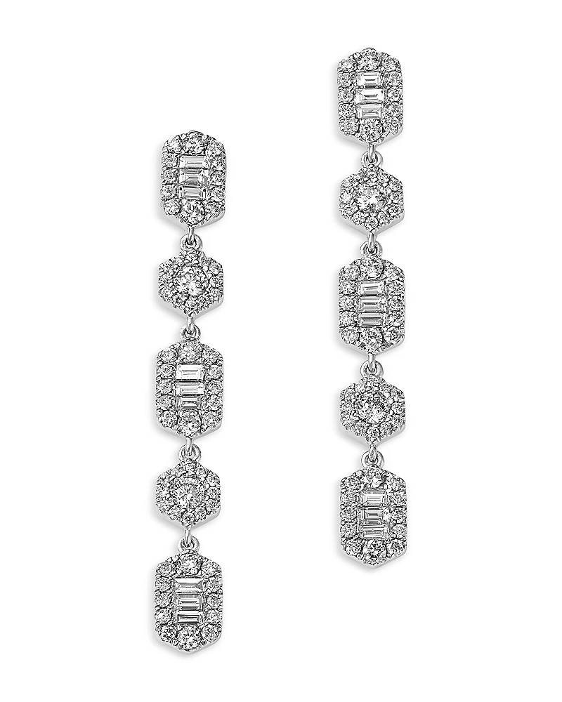 Bloomingdale's Fine Collection Diamond Round & Baguette Cluster Linear Drop Earrings