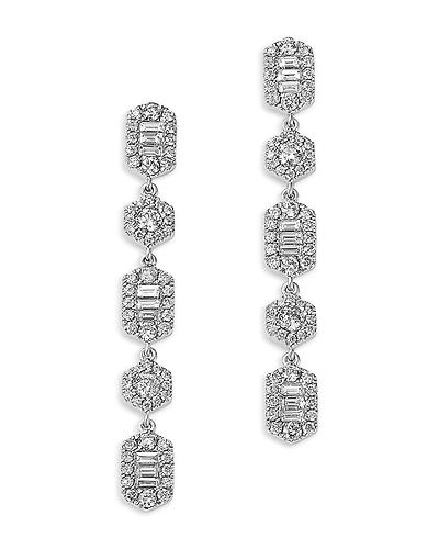 Bloomingdale's Fine Collection Diamond Round & Baguette Cluster Linear Drop Earrings