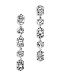 Bloomingdale's Fine Collection Diamond Round & Baguette Cluster Linear Drop Earrings