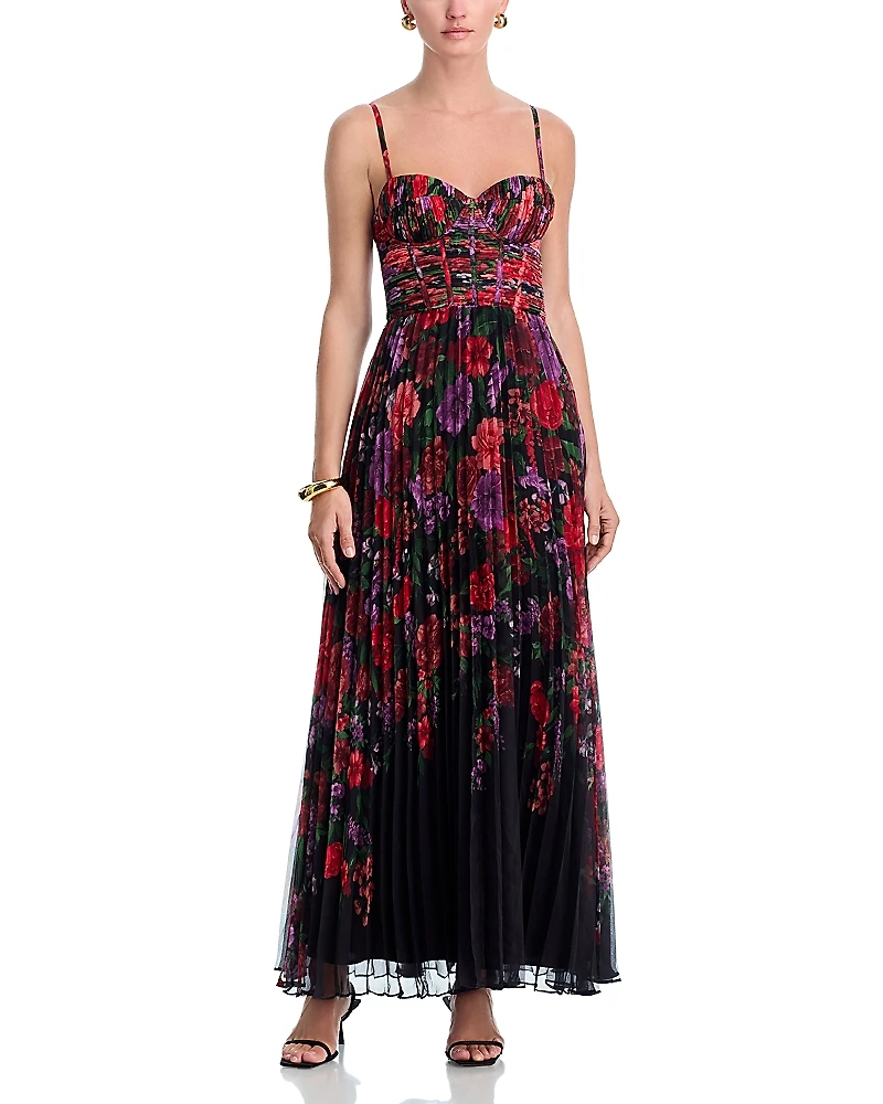 Aqua Floral Bustier Maxi Dress - Exclusive