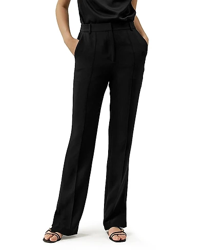 Lilysilk Silk Straight Leg Trousers with Side Slit