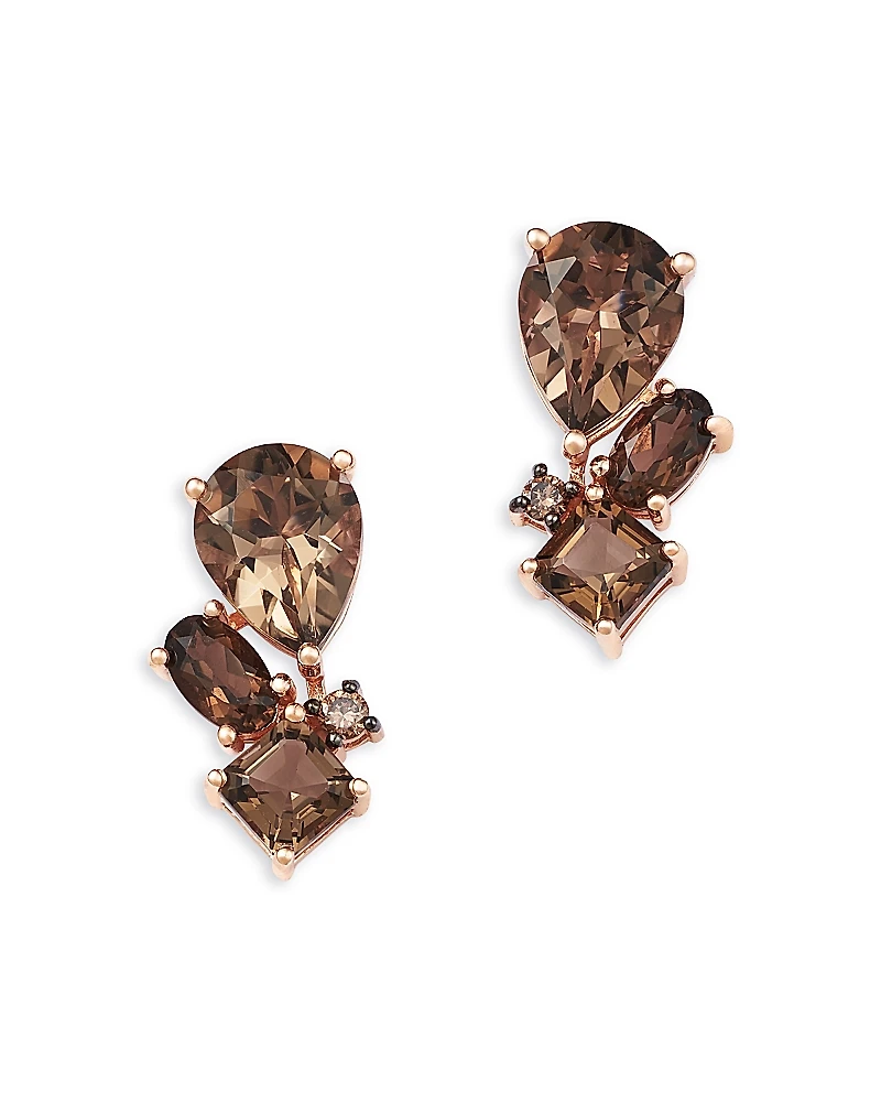 Bloomingdale's Fine Collection Smokey Quartz & Brown Diamond Earrings