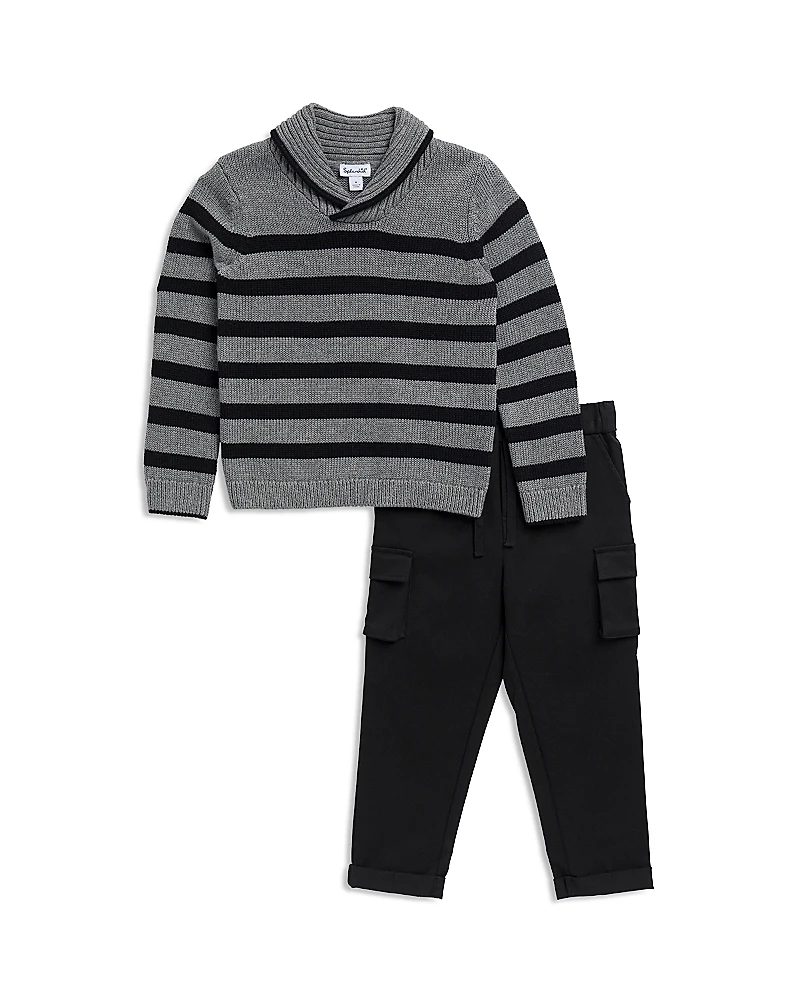 Splendid Boys' Roll Neck Striped Sweater & Cargo Pants Set - Little Kid