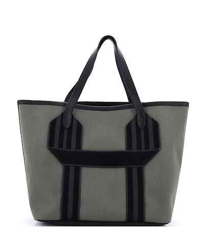 Pre-Owned HERMES Pursangle Tote Canvas with Leather