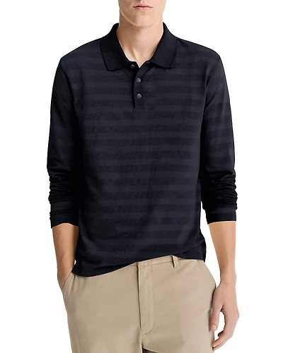Vince Long Sleeve Jacquard Polo Shirt