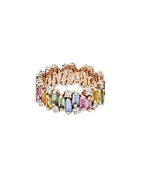 Suzanne Kalan 18K Rose Gold Shimmer Rainbow Sapphire & Diamond Eternity Band
