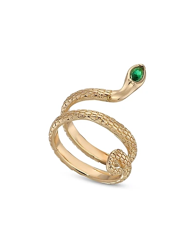 Ettika Serpentina Green Cubic Zirconia Wrap Ring