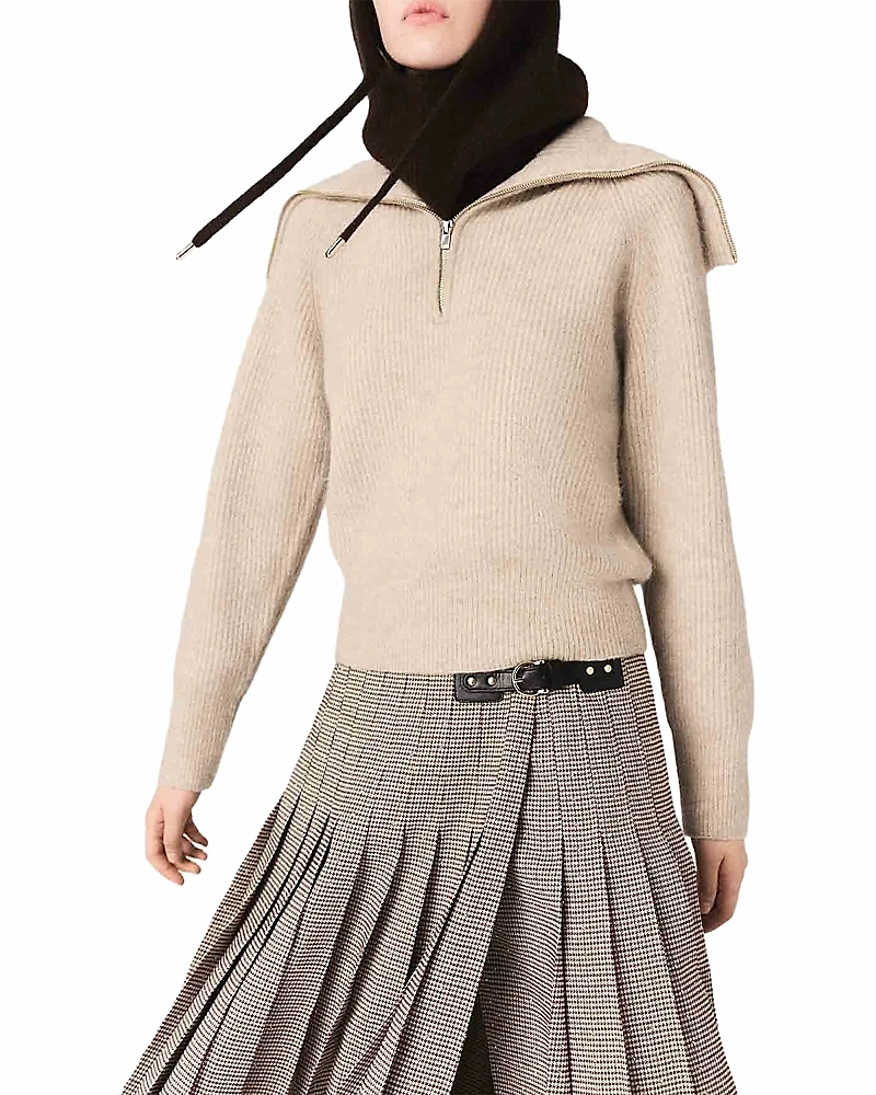 Maje Marva Half Zip Sweater