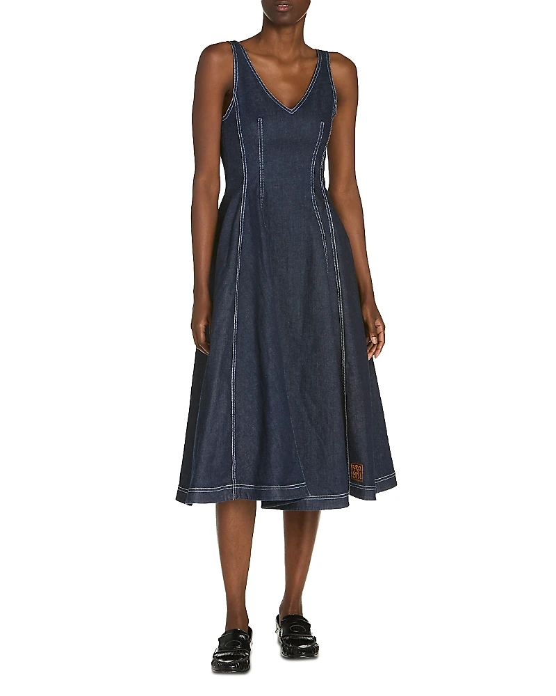 Marni Stretch Denim Midi Balloon Dress