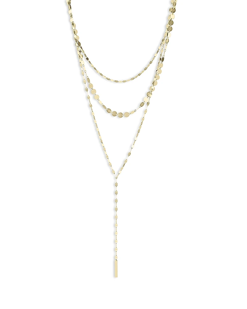Lana 14K Yellow Gold Triple Strand Disc Remix Lariat Necklace