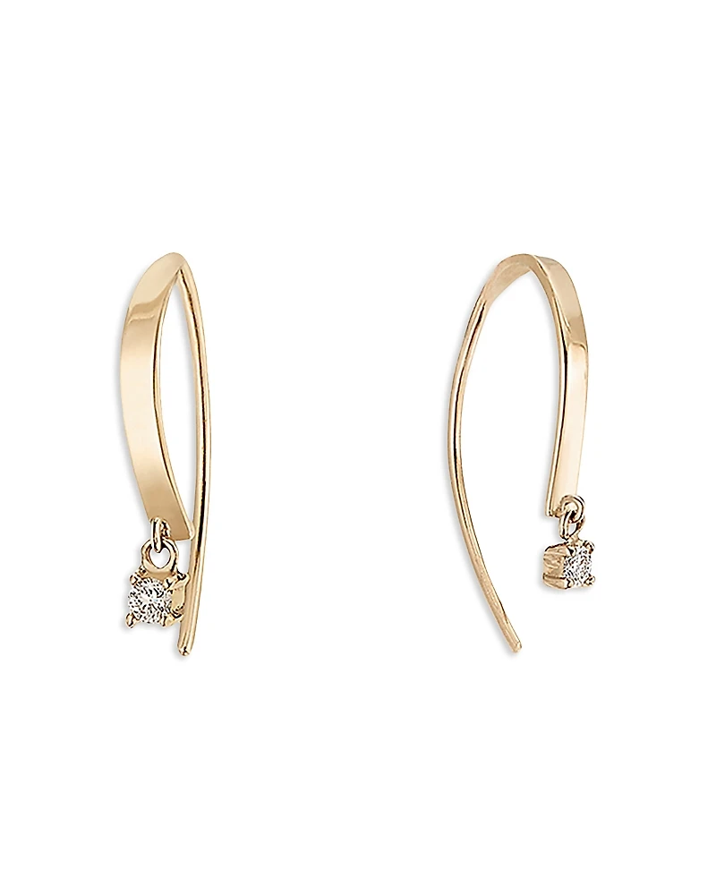 Lana Jewelry 14K Yellow Gold Diamond Squared Threader Earrings