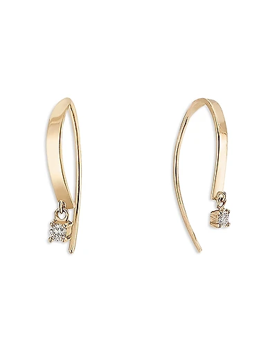 Lana Jewelry 14K Yellow Gold Diamond Squared Threader Earrings