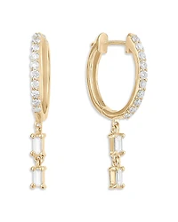Lana Jewelry Diamond Baguette Charm Pave Huggie Hoop Earrings