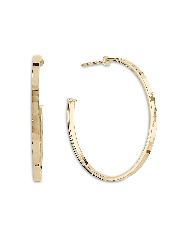 Lana Jewelry 14K Yellow Gold Textured Medium Hoop Earrings