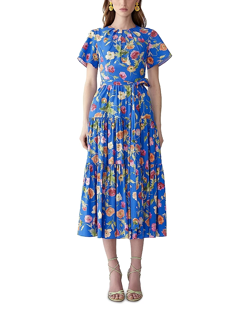 Carolina Herrera Printed Tiered Midi Dress